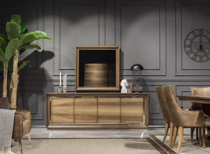 Beautiful brown Chest of drawers with Mirror for Dining room in Italian design